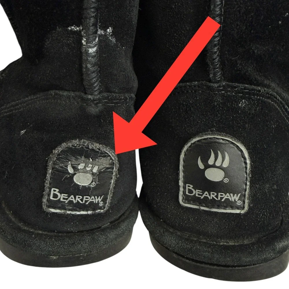 Bearpaw Bianca Short II Black Suede Sheepskin Lining Youth Kids Boots‎ Size 8